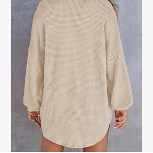 Women's Cream Waffle Knit Top - Picture 2 of 6